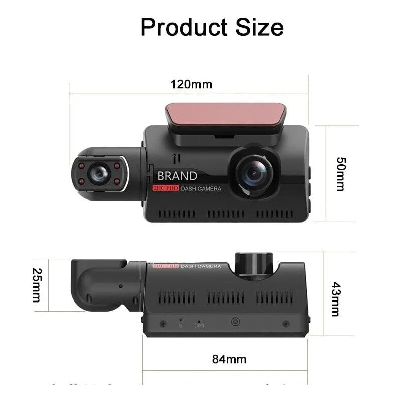 Smart Collision Guardian: Dual Front + Interior 1080P Dash Cam w/ Auto-Lock G-Sensor – Never Lose Crash Proof Again!