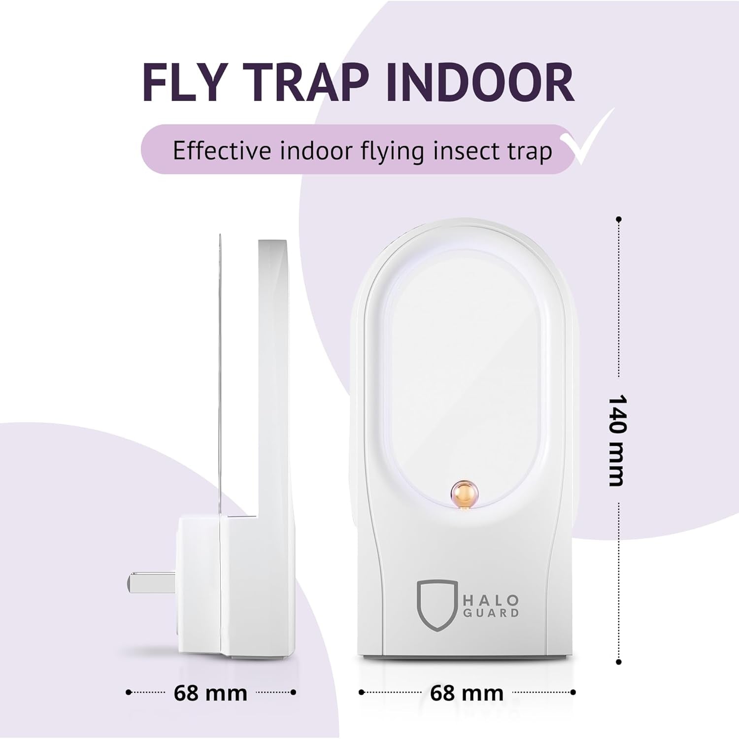 Fly Trap Indoor | Silent, Discreet Gnat, Mosquito, Moth and Fruit Fly Trap | 1 Plug-In with 3 Refills | Alternative to Bug Zapper | Non-Toxic, Safe for Kids & Pets