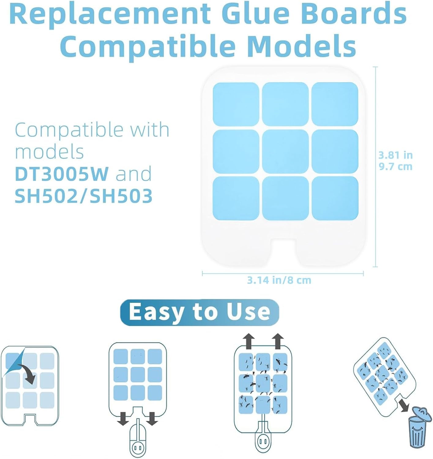 20 Pack Refill Glue Cards Compatible with Safer Home Fly Trap Refill,Applicable to SH502、SH503、23005-06 and DT3005W、DT3005W-DS3, Flying Insect Trap Refill Replacement