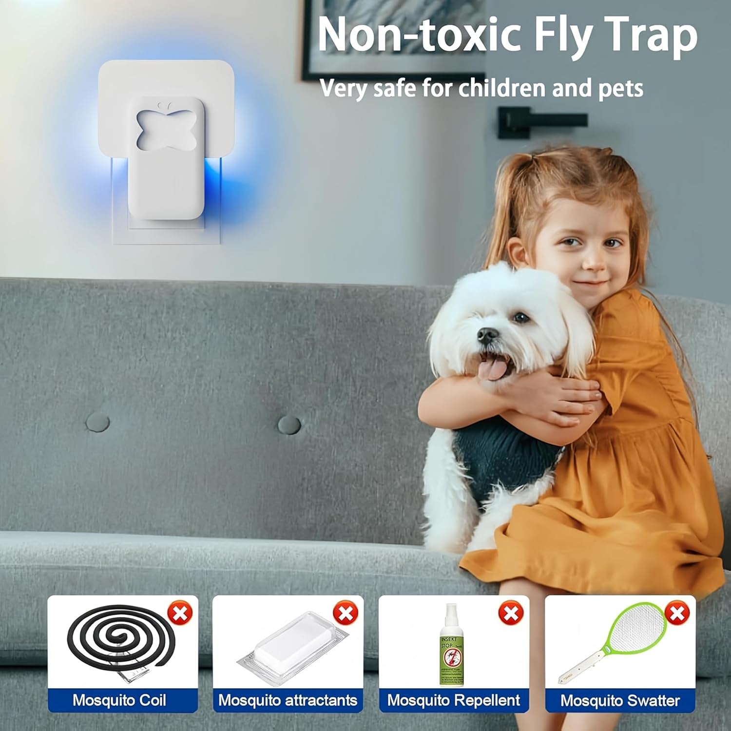 Fruit Fly Traps for Indoors, Plug-In Flying Insect Trap, Fly Catcher Indoor for Mosquito, Fruit Flies, Moths, Gnat Killer Indoor, Gnat Traps, Bug Traps Fly Traps for Home