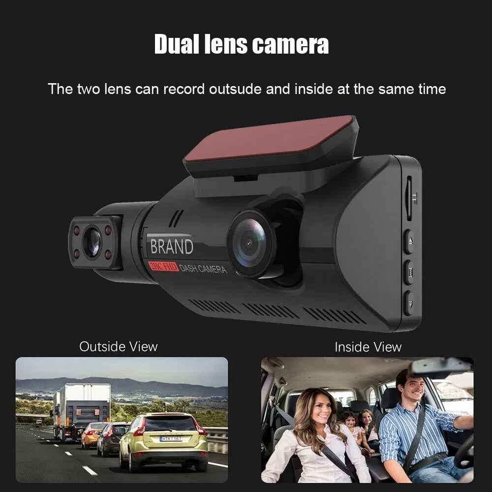 Smart Collision Guardian: Dual Front + Interior 1080P Dash Cam w/ Auto-Lock G-Sensor – Never Lose Crash Proof Again!