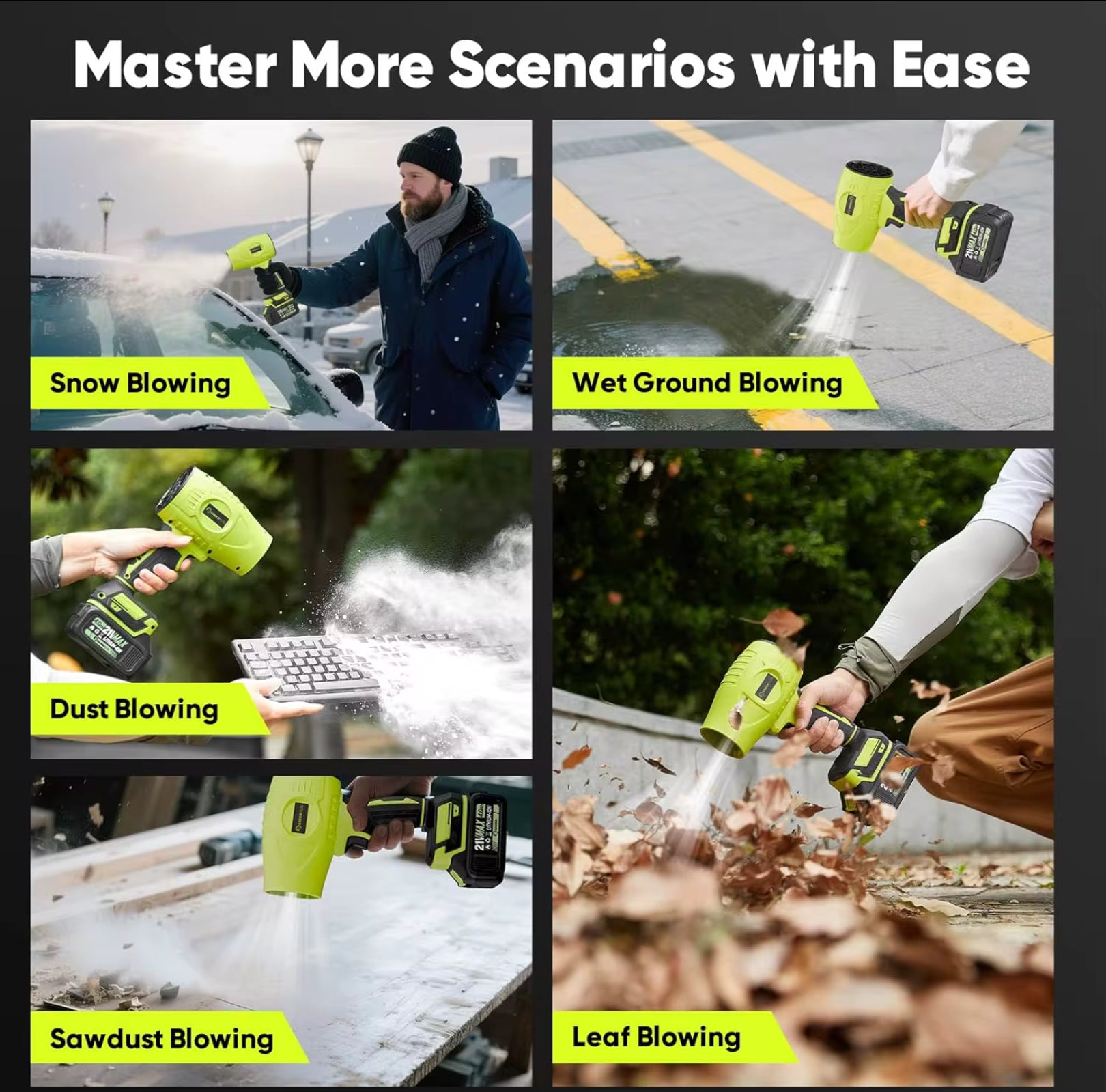 Leaf Blower, Electric Cordless Leaf Blower Leaf Blowers for Blowing Leaf, Patio Cleaning, Lawn Care E56E