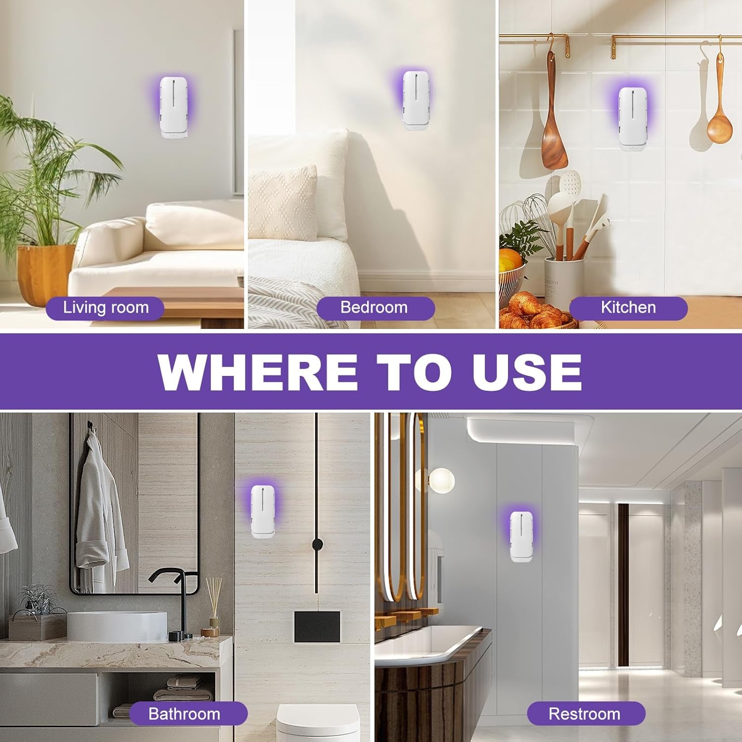 Flying Insect Trap Plug-In Indoor, Fruit Fly Trap Gnat Killer,Bug Catcher Mosquito,Safe Non-Toxic UV Light Attractant Night Light Fly Trap(1 Device + 5 Glue Cards)