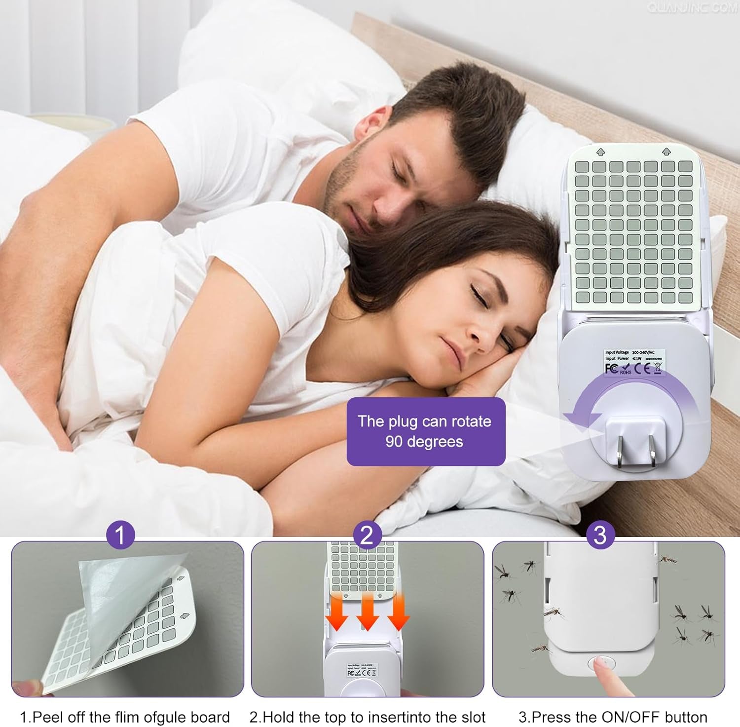 Flying Insect Trap Plug-In Indoor, Fruit Fly Trap Gnat Killer,Bug Catcher Mosquito,Safe Non-Toxic UV Light Attractant Night Light Fly Trap(1 Device + 5 Glue Cards)